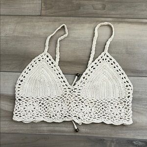 Forever 21 Cream Crochet Crop Top